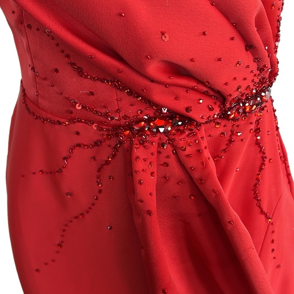 Ritchie Teves Red Strapless Sequined Evening Gown S - Picture 8 of 11